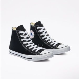 Brand new black high top converse in Mens size 9, Women’s 11.